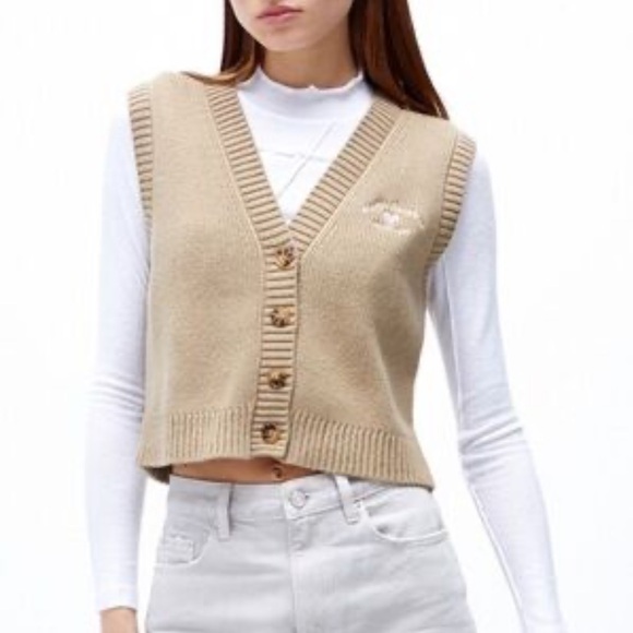 PacSun Sweaters - PacSun Women’s Pacific Sunwear Tan Knit Button Vest Small